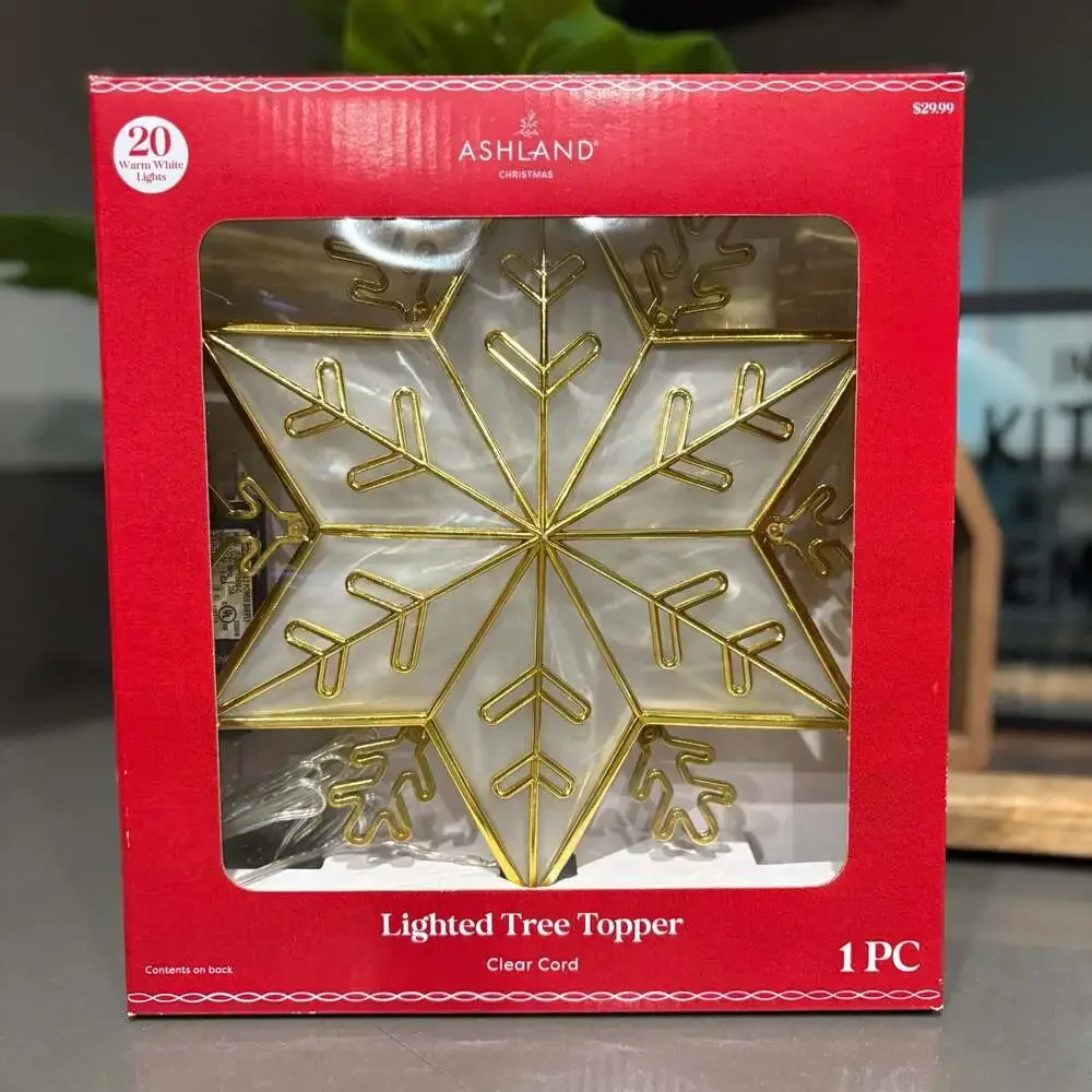Ashland Christmas Gold and Translucent Snowflake Warm White Lighted Tree Topper